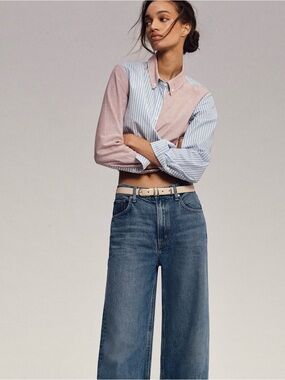 NWT Maeve Two-Tone Wrap Top